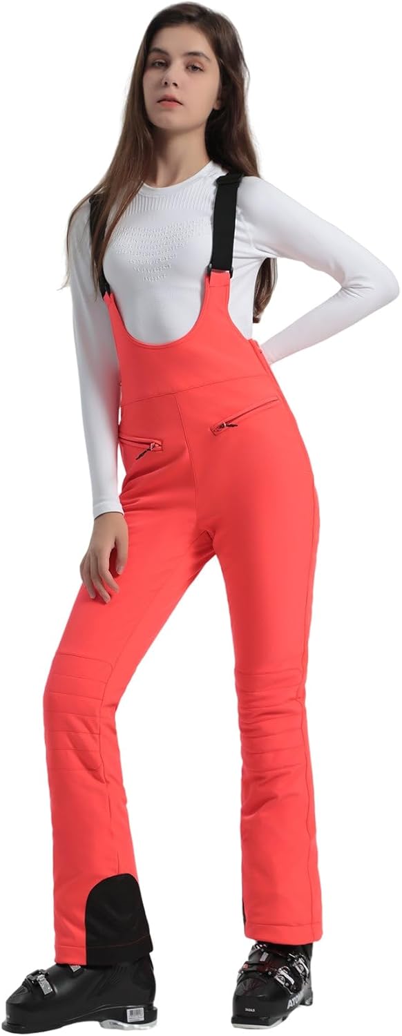 Women’s Slim Fit Insulated Ski Bib Snow Pants Waterproof Warm