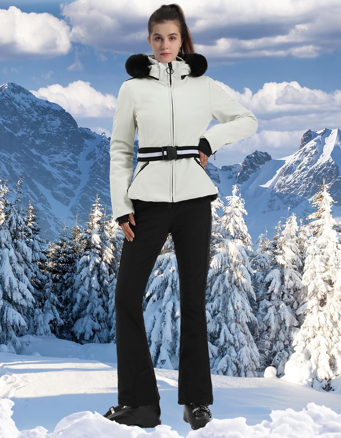 Women's Ski Jacket Snowboard Warm Winter Short Slim Snow Coat Jacket