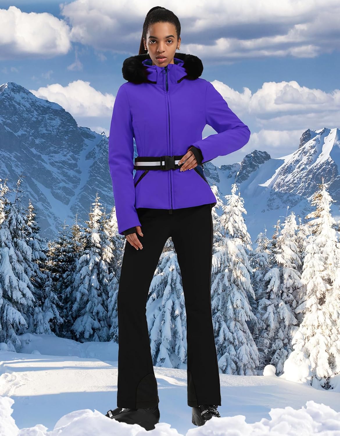 Women's Ski Jacket Snowboard Warm Winter Short Slim Snow Coat Jacket
