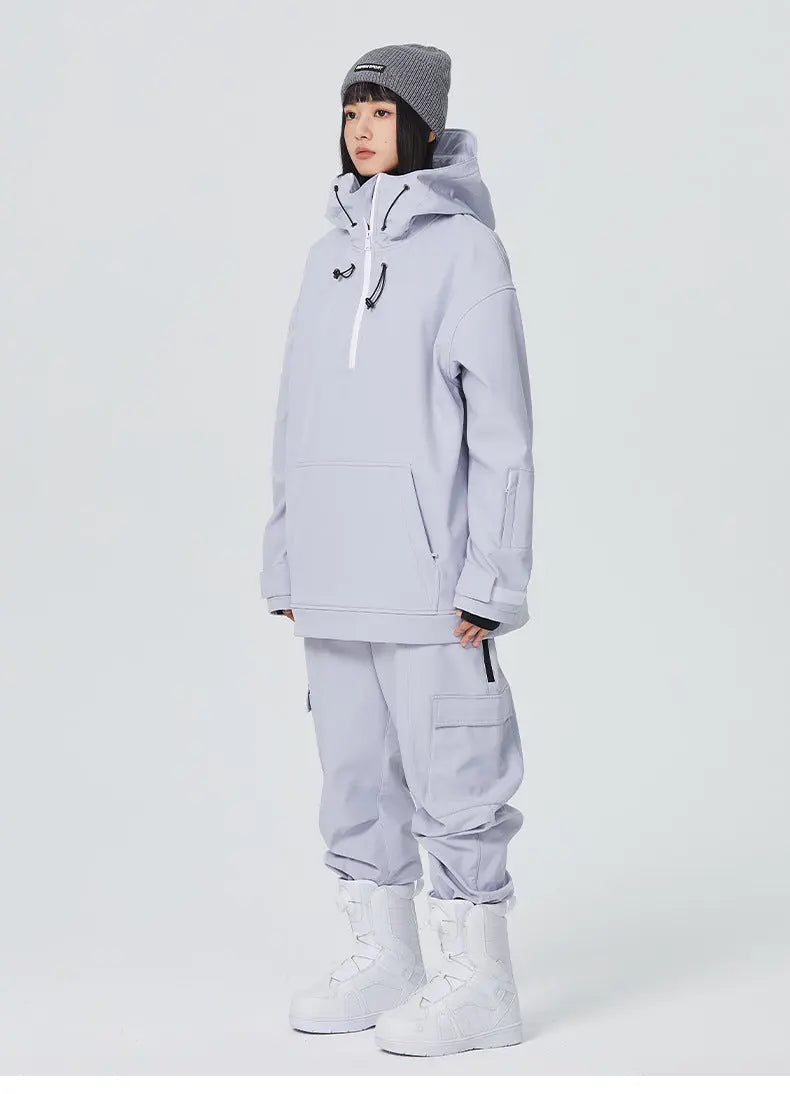 Women’s 2 Piece Ski Suit Set with Hoodie Jacket and Loose Pants