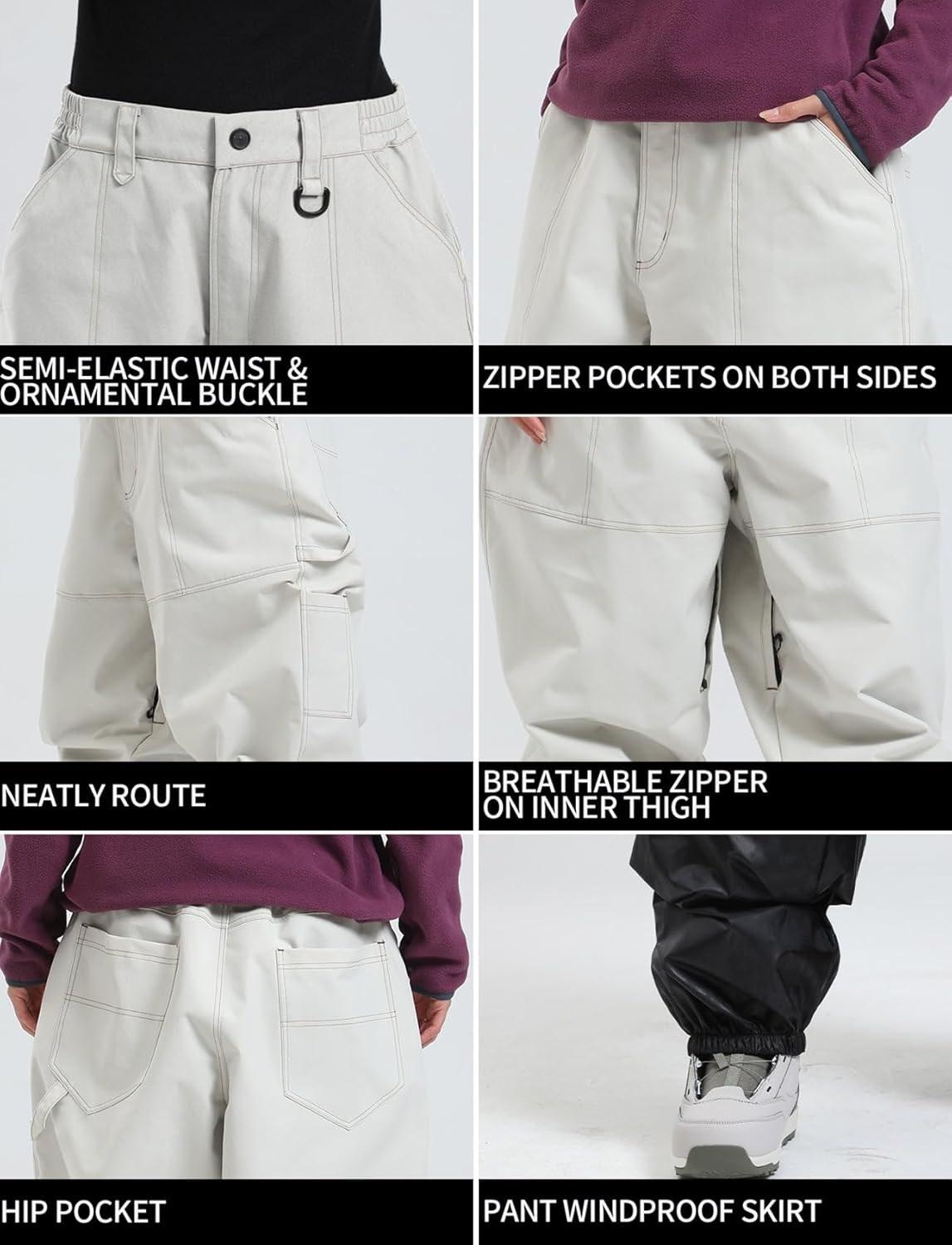 Womens Mens Snowboard Pants Super Baggy Ski Snow Pants
