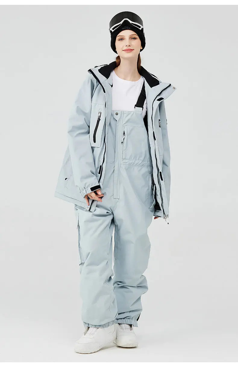 Chic Women Ski Snowboard Jacket & Bibs Pants Set