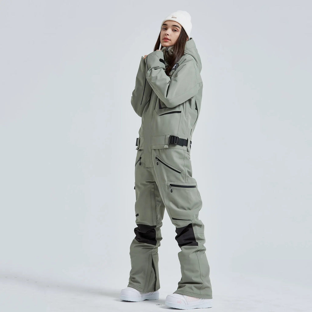 Women’s One Piece Hooded Ski Suit Winter Snowsuit Jumpsuit