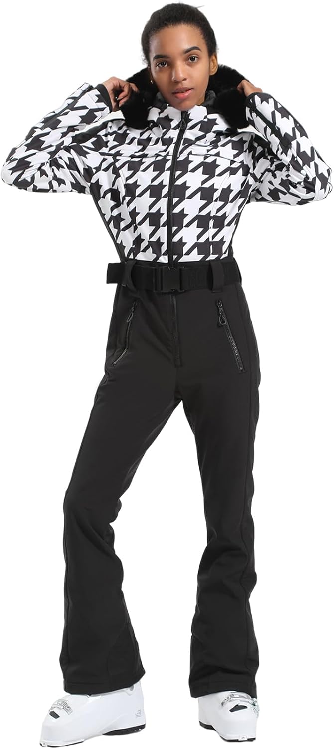 Womens Ski Suit One Piece Snowsuit Snowboard Slim Insulated Jumpsuit