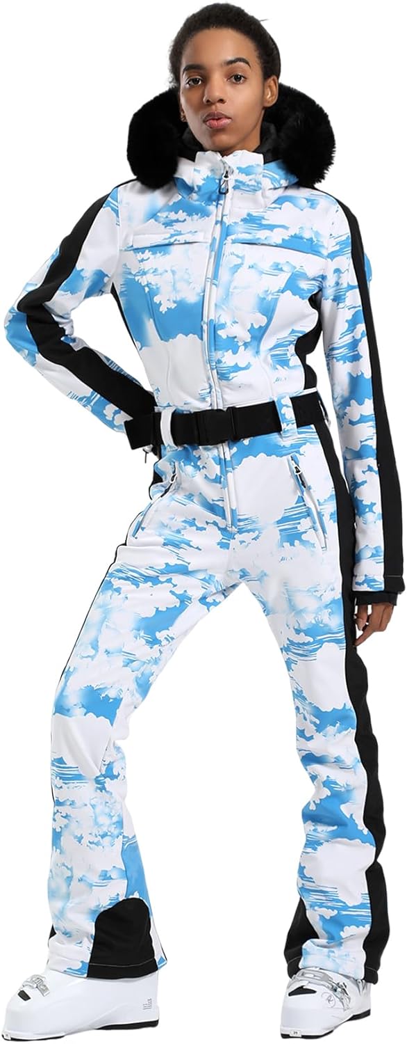 Womens Ski Suit One Piece Snowsuit Snowboard Slim Insulated Jumpsuit