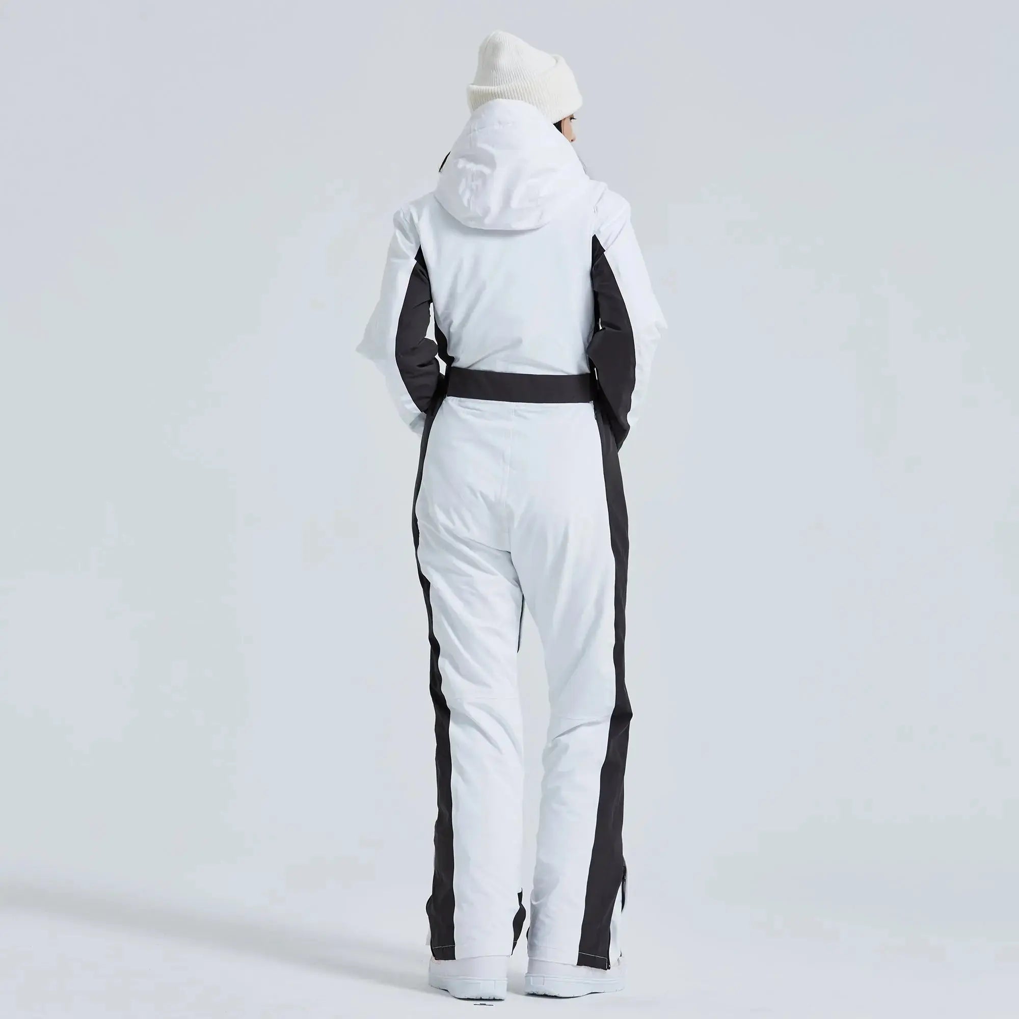 Women’s High Neck Hooded One Piece Ski Suit for Winter Sports