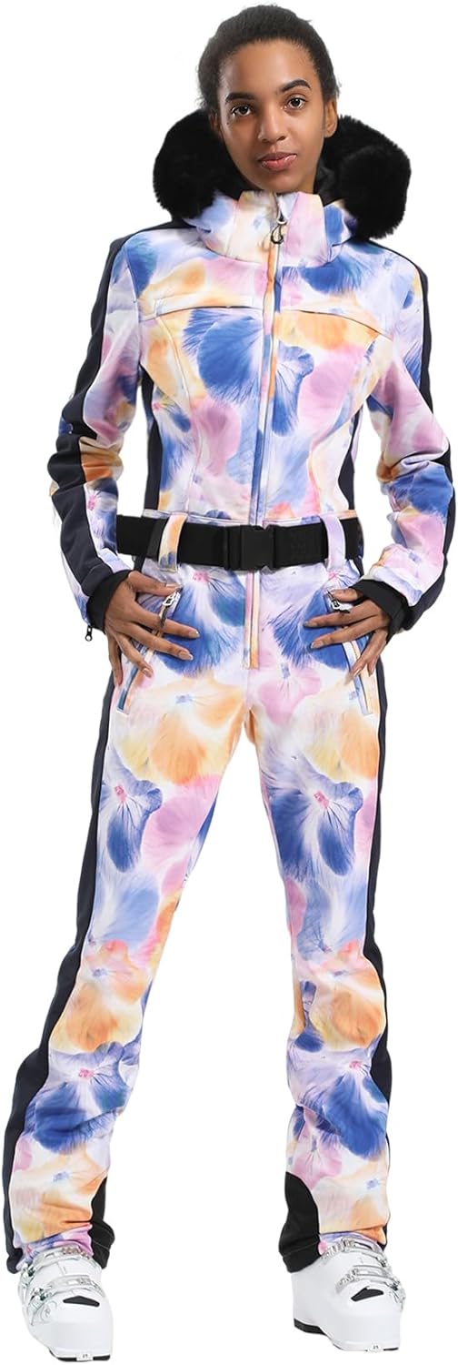 Womens Ski Suit One Piece Snowsuit Snowboard Slim Insulated Jumpsuit