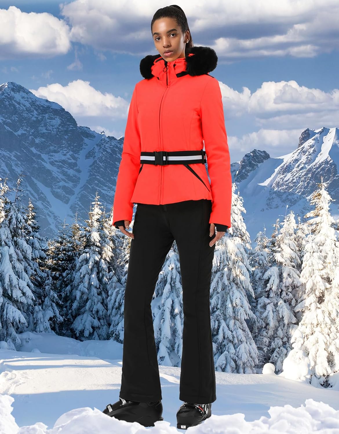 Women's Ski Jacket Snowboard Warm Winter Short Slim Snow Coat Jacket