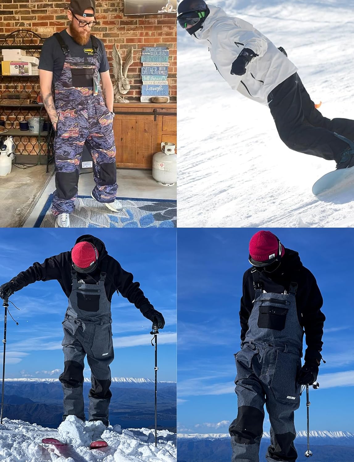 Women Men Ski Bibs Snowboard Pants Snow Bibs