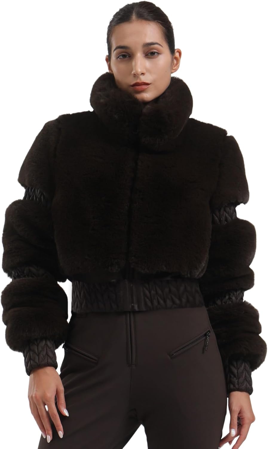 Veste de ski femme snowboard avec fausse fourrure hiver