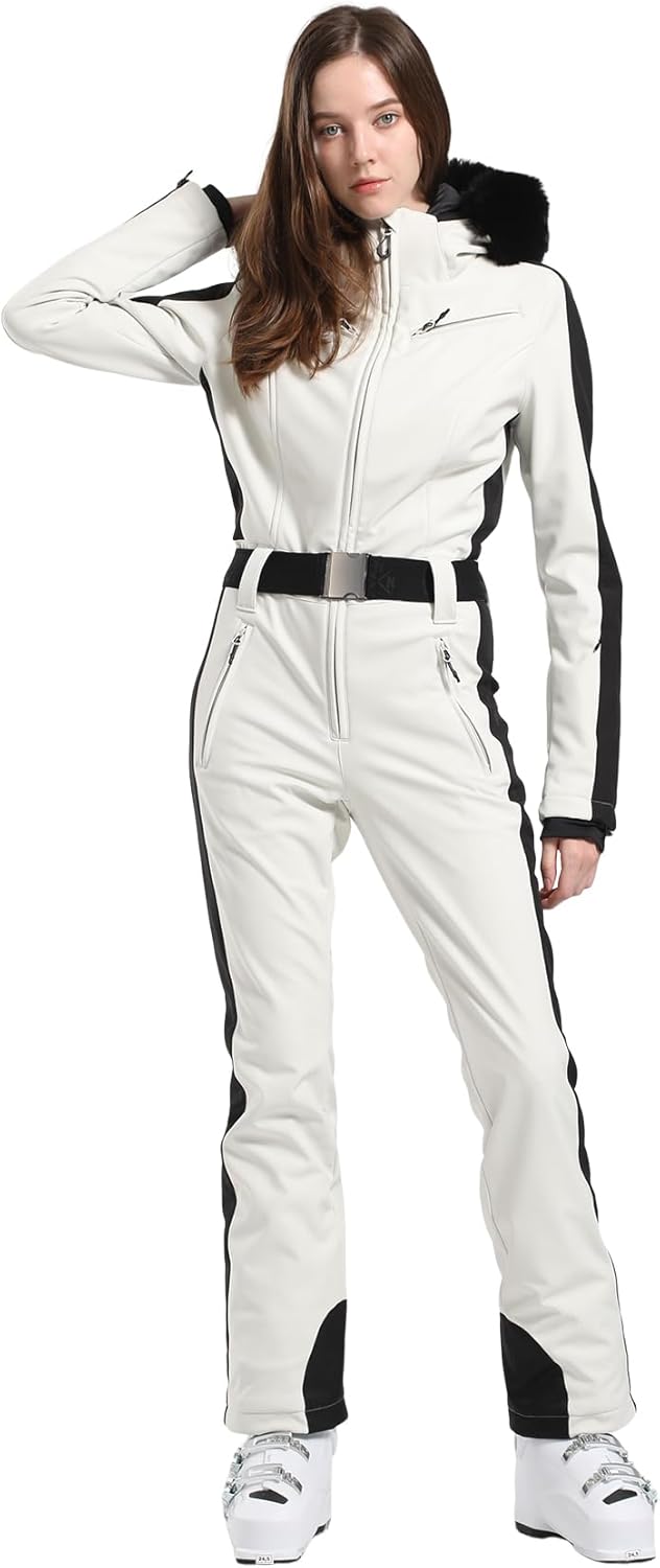 Women's One Piece Ski Suits Slim Waterproof Jumpsuits