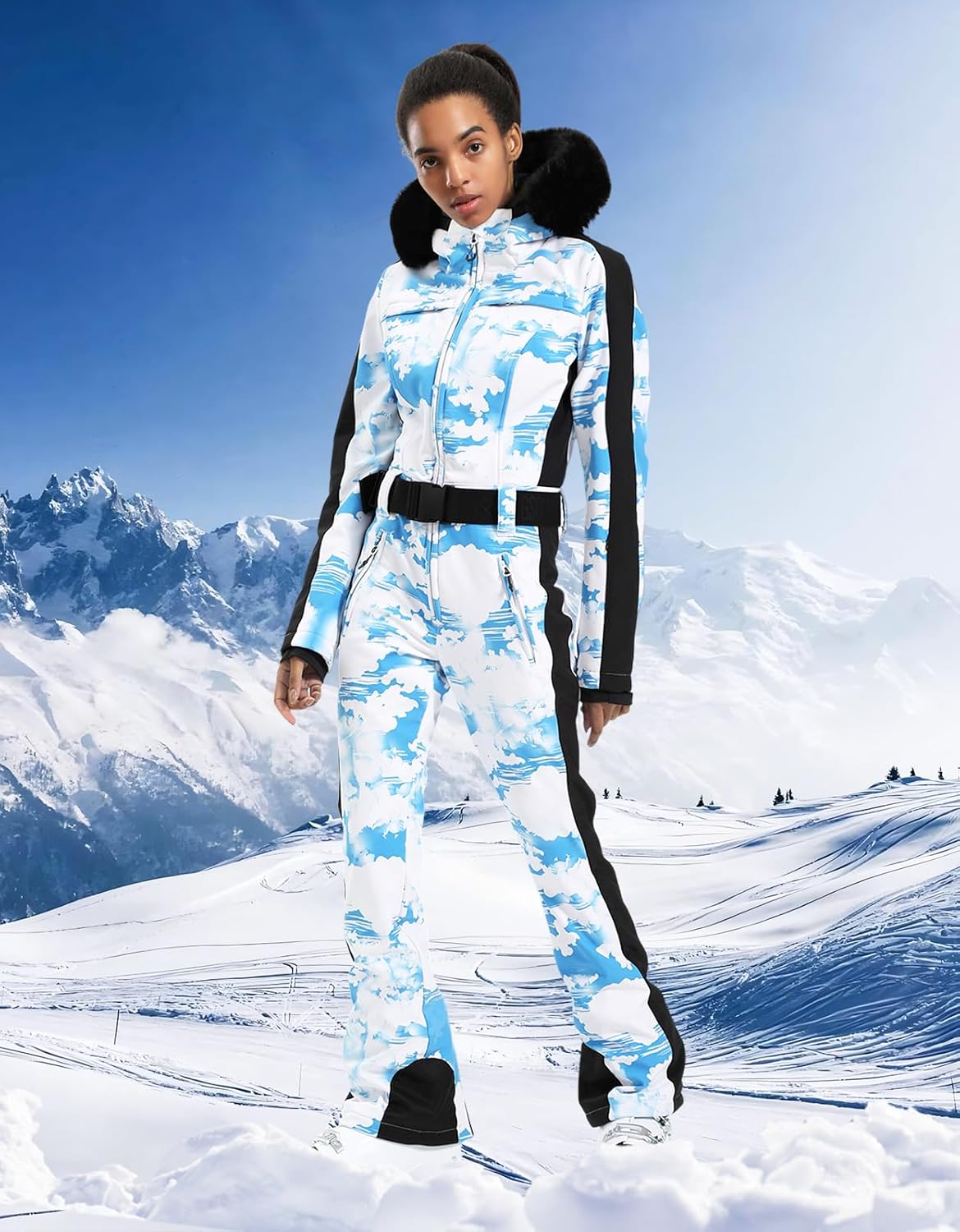Womens Ski Suit One Piece Snowsuit Snowboard Slim Insulated Jumpsuit
