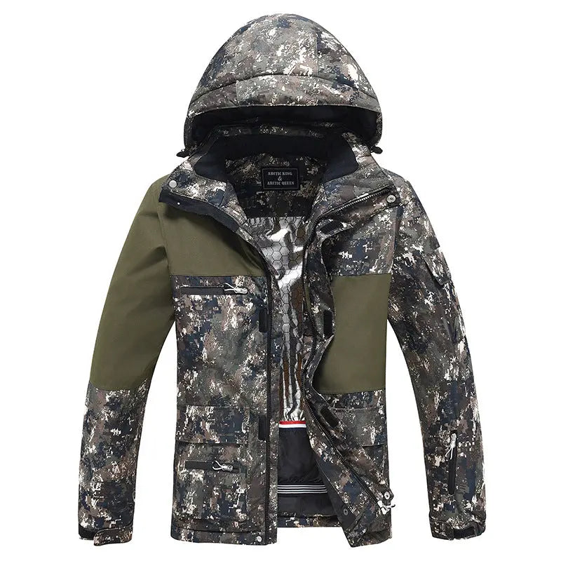 Women’s Floral Printed Snow Jacket and Bib Pants Winter Set