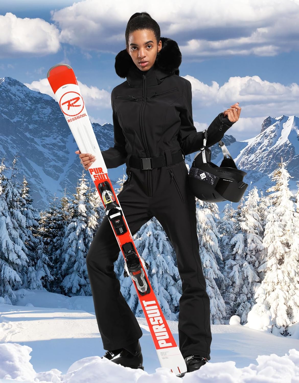 Womens Ski Suit One Piece Snowsuit Snowboard Slim Insulated Jumpsuit