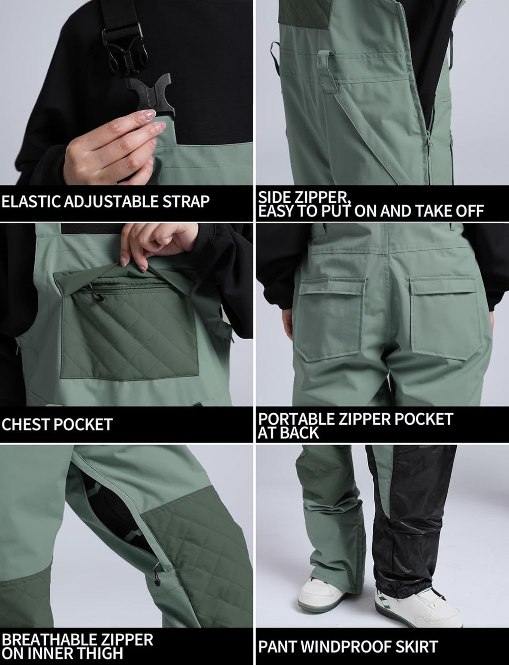 Womens Ski Bibs Snowboard Pants Snow Overalls Waterproof Windproof Winter Outdoor Sports