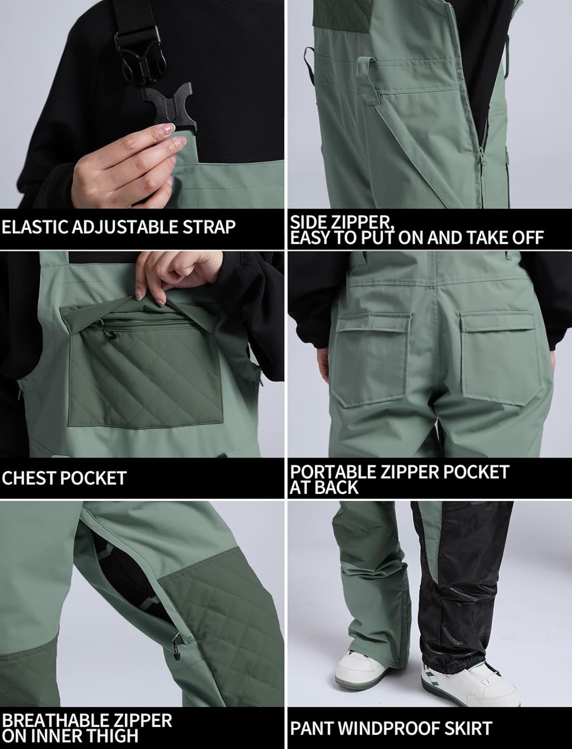 Womens Ski Bibs Snowboard Pants Snow Overalls Waterproof Windproof Winter Outdoor Sports