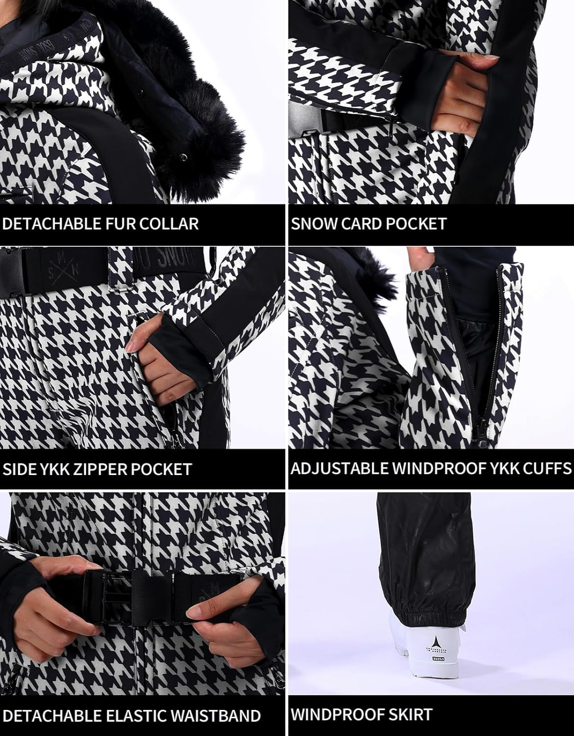 Women's One Piece Ski Suits Slim Waterproof Jumpsuits