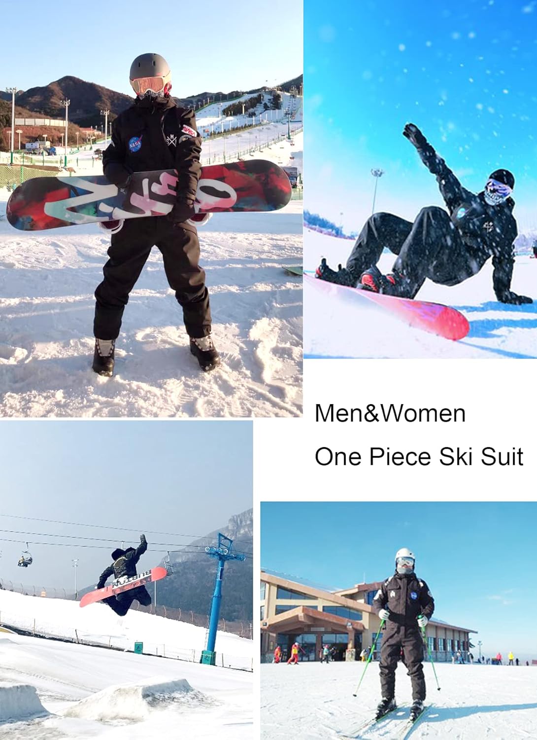 Ski Suits Women Men One Piece Snow Suits Waterproof Windproof Men Snowsuit Insulated Ski Jumpsuit