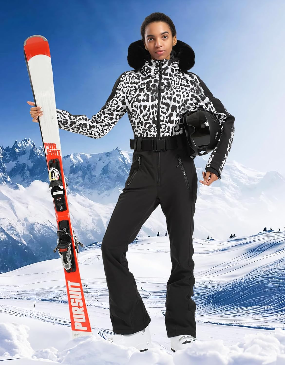 Womens Ski Suit One Piece Snowsuit Snowboard Slim Insulated Jumpsuit