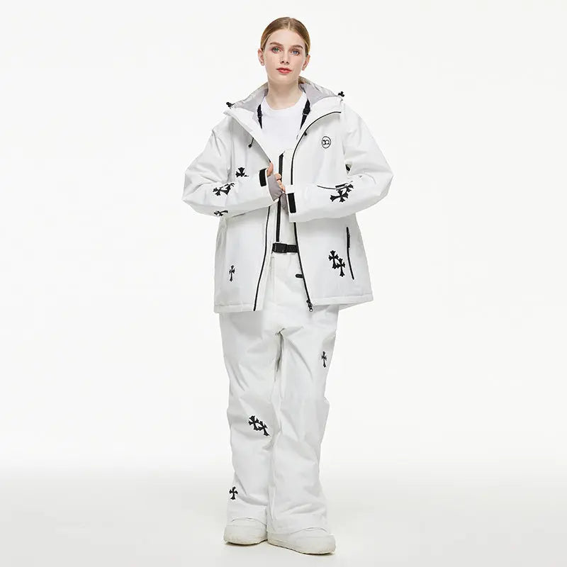 Women’s Ski Outfit Set with Cute Snowboard Jacket and Bib Pants