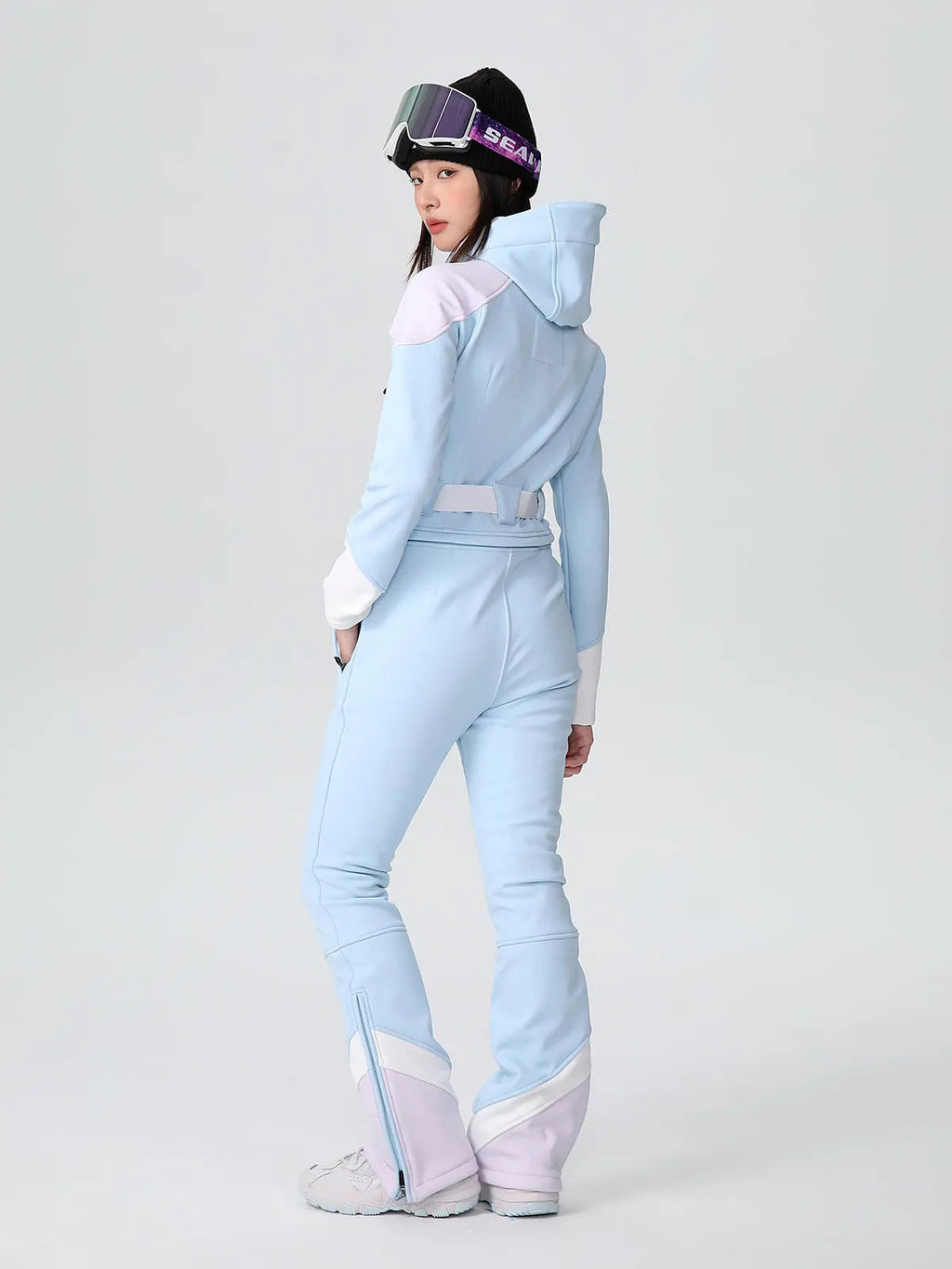 Women’s Fitted Stretch One Piece Flare Ski Jumpsuit Elegant