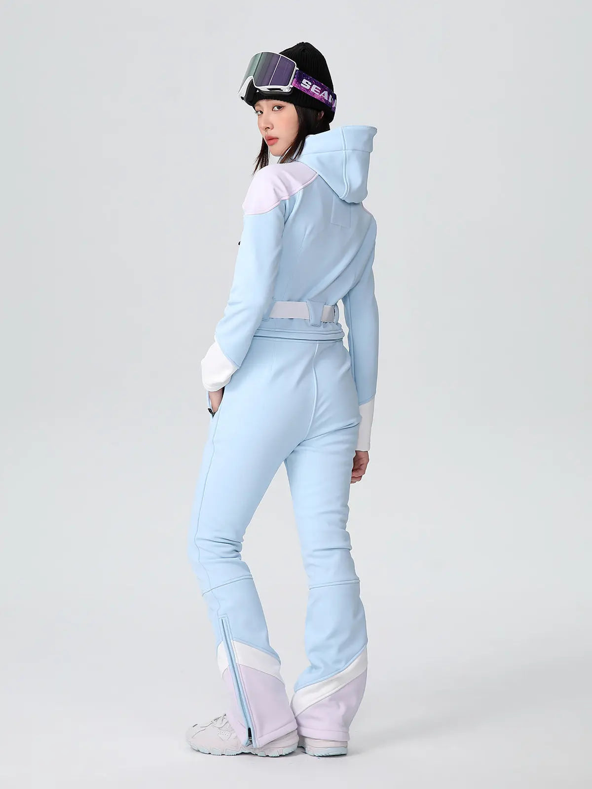 Women’s Fitted Stretch One Piece Flare Ski Jumpsuit Elegant
