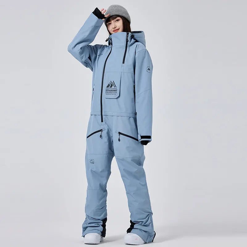 Stand Collar Ski Rompers for Women One-piece Skiwear