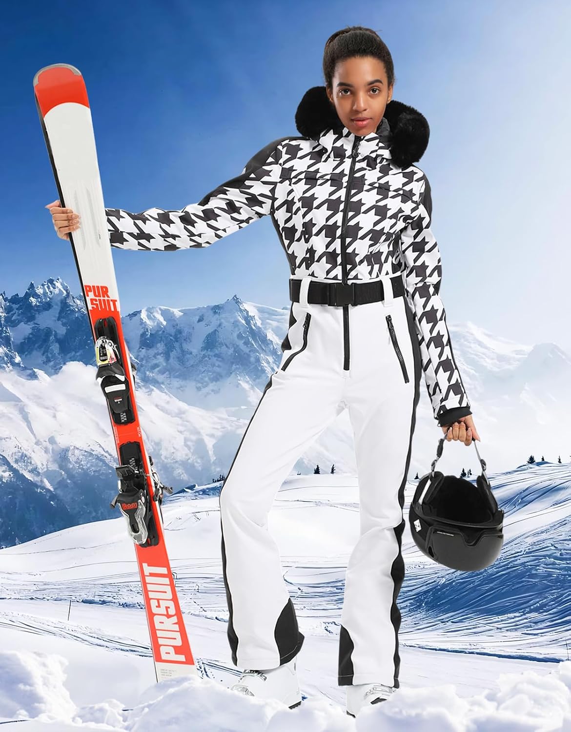 Womens Ski Suit One Piece Snowsuit Snowboard Slim Insulated Jumpsuit