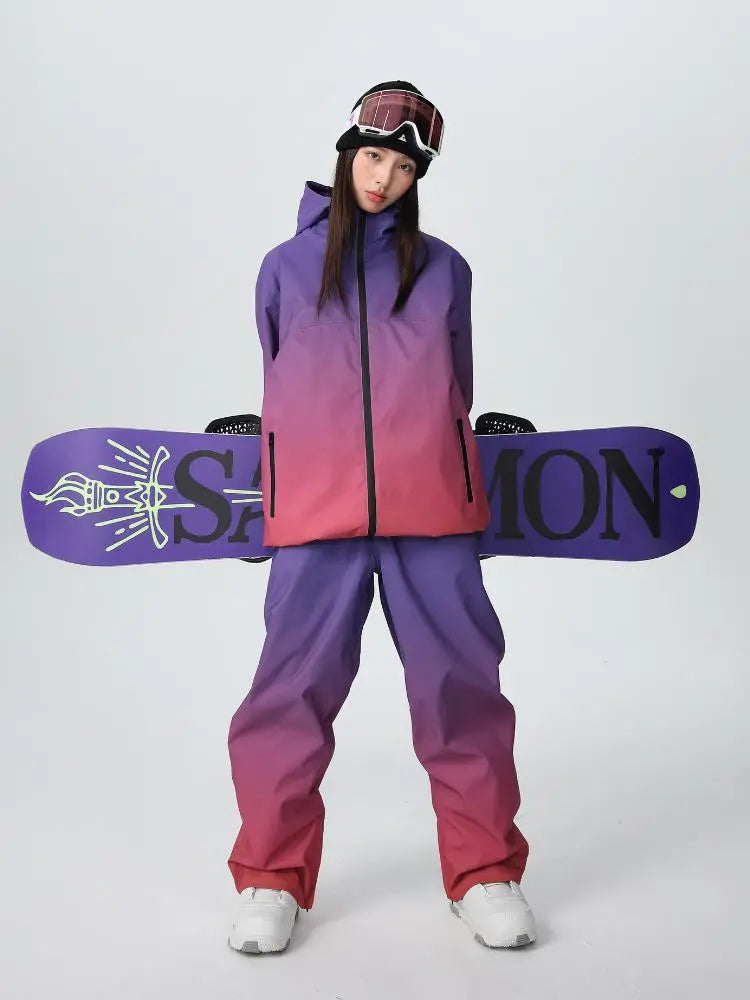 Women Unique 3L Gradient Snowsuits Durable Ski Jacket and Pants