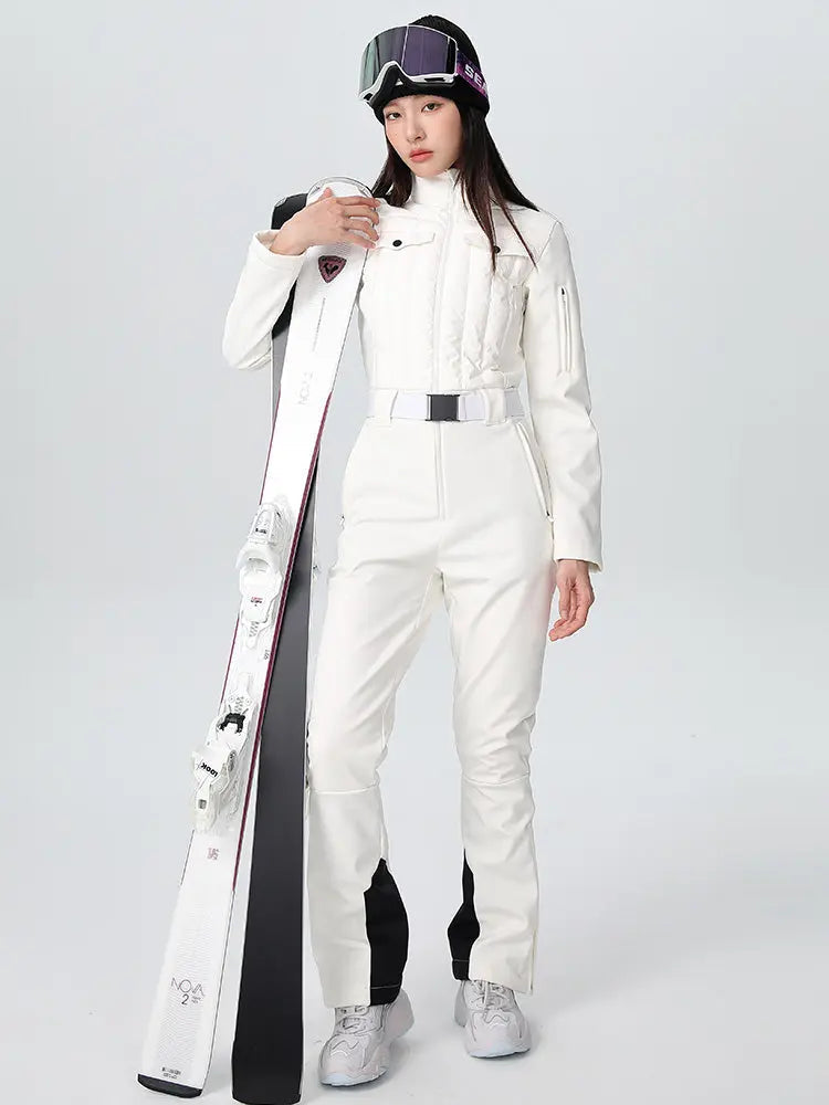Women's One-piece Slim Ski Suits High elasticity Snow Jumpsuit