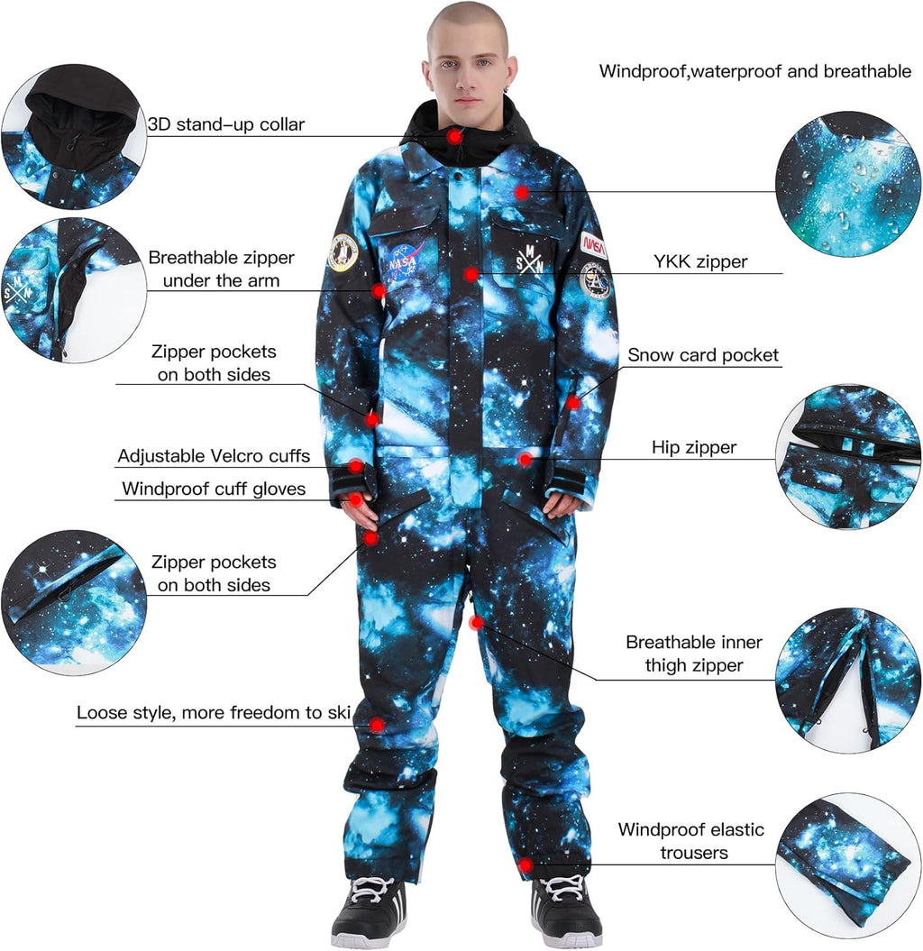 Ski Suits Women Men One Piece Snow Suits Waterproof Windproof Men Snowsuit Insulated Ski Jumpsuit